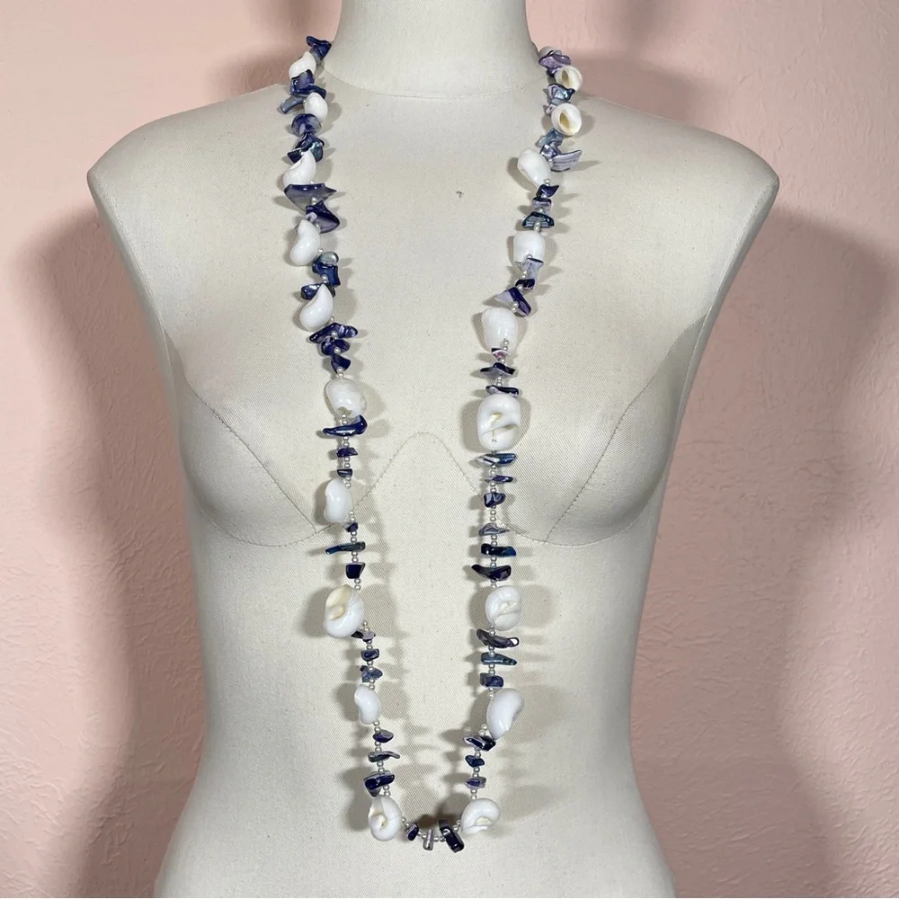 Vintage Real SHELL & Real PEARL Mermaid Core Summer Beach Tropical Boho Necklace